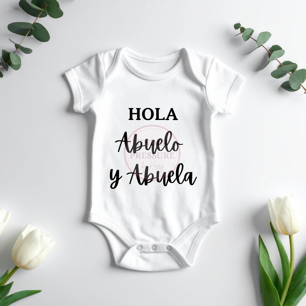 Abuelos/Bisabuelos Anuncios de Embarazo | Spanish Grandparent/Great Grandparents Pregnancy Announcement Onesies