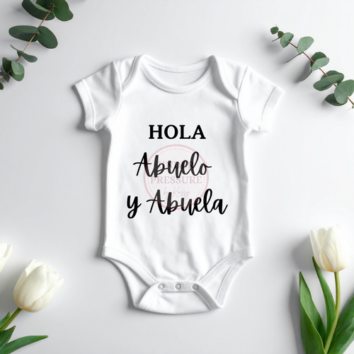 Abuelos/Bisabuelos Anuncios de Embarazo | Spanish Grandparent/Great Grandparents Pregnancy Announcement Onesies